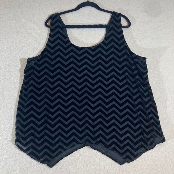 LANE BRYANT Chevron‎ Velvet Burnout Tank Top Size 22/24 Asymmetrical Whimsigoth - Picture 1 of 8